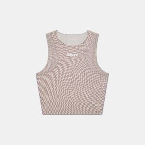Bandit “STAMINA™ LYRA RACE CROP - CHALK WITH COCOA” running tank top